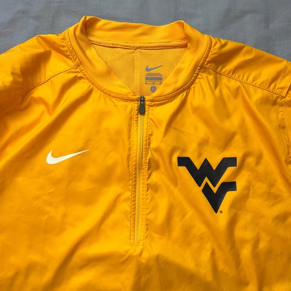 NIKE WVU Mountaineers Jacket Mens Size XL Yellow Half Zip Windbreaker College - Picture 8 of 16